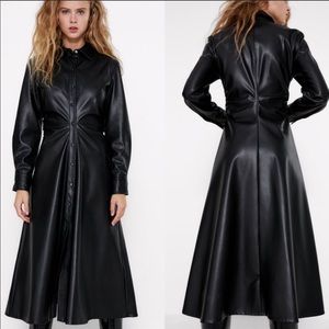 Zara faux leather midi dress | size m